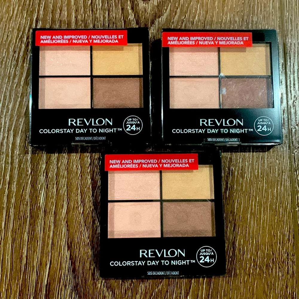 Revlon Colorstay Day to Night Brown Eye Shadow Quad 505 DECADENT. Set of 3. New!